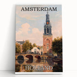 Amsterdam Retro Travel Poster | Vintage Canal View Print