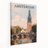Amsterdam Retro Travel Poster | Vintage Canal View Print