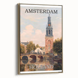 Amsterdam Retro Travel Poster | Vintage Canal View Print