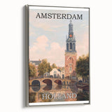 Amsterdam Retro Travel Poster | Vintage Canal View Print