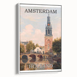 Amsterdam Retro Travel Poster | Vintage Canal View Print