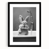 Bathroom Framed Art - Charming Bunny in Bathtub
