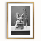 Bathroom Framed Art - Charming Bunny in Bathtub