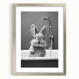 Bathroom Framed Art - Charming Bunny in Bathtub