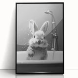 Bathroom Framed Art - Charming Bunny in Bathtub