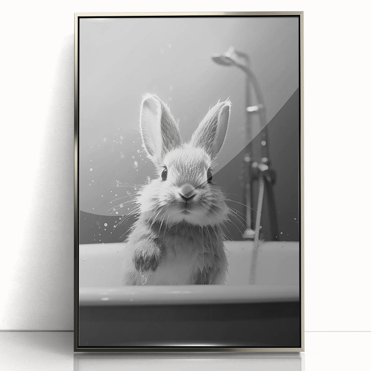 Bathroom Framed Art - Charming Bunny in Bathtub