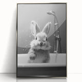 Bathroom Framed Art - Charming Bunny in Bathtub