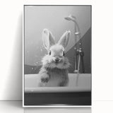 Bathroom Framed Art - Charming Bunny in Bathtub