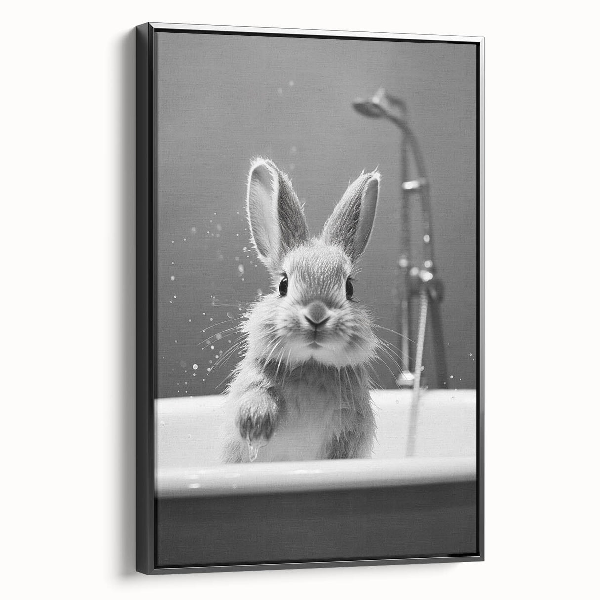 Bathroom Framed Art - Charming Bunny in Bathtub