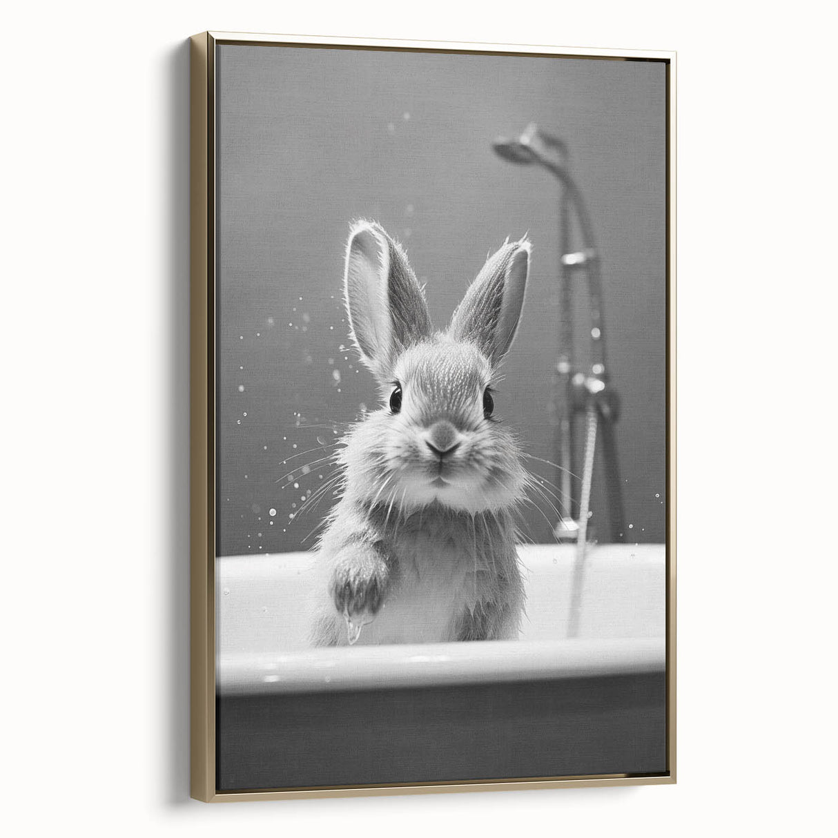 Bathroom Framed Art - Charming Bunny in Bathtub