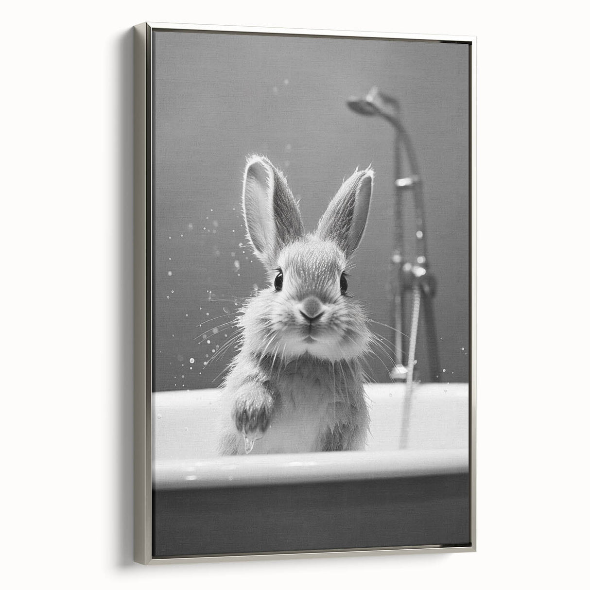 Bathroom Framed Art - Charming Bunny in Bathtub