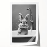 Bathroom Framed Art - Charming Bunny in Bathtub