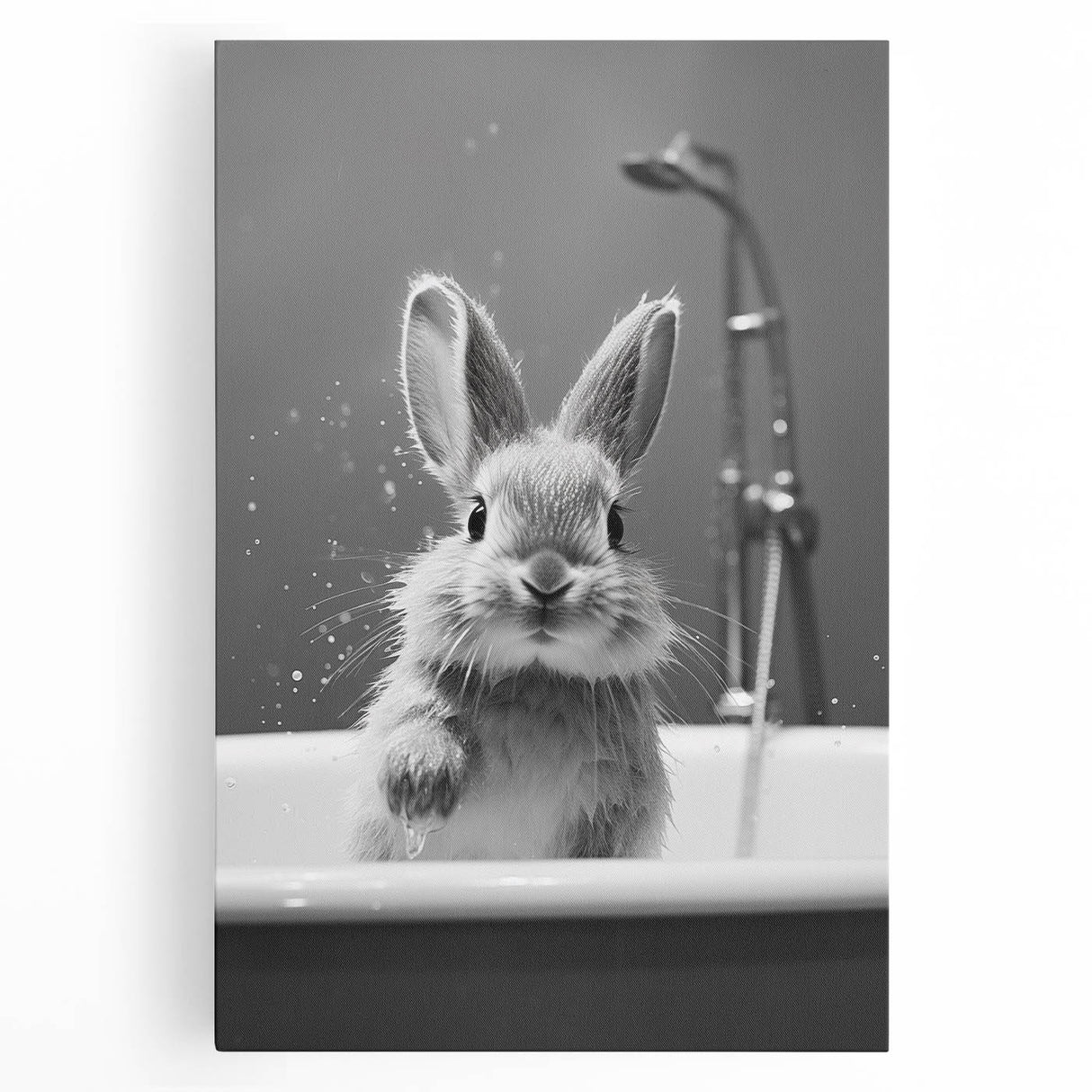 Bathroom Framed Art - Charming Bunny in Bathtub