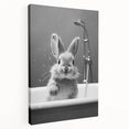 Bathroom Framed Art - Charming Bunny in Bathtub