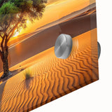 Large abstract wall art featuring a mid-century modernist Algerian landscape in acrylic print, ideal for dining room decor.