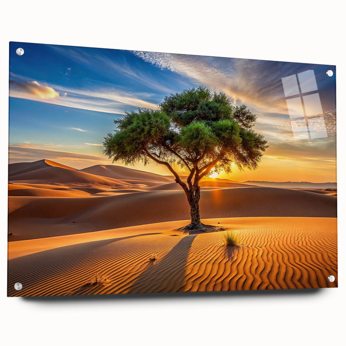 Acrylic print of a large abstract Algerian landscape in earthy tones, ideal for bedroom or dining room decor.
