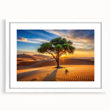Extra large abstract art print of Algerian scenery in textured style, framed with a white mat, ideal for living room decor.