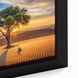 Extra large black wall art depicting a textured, colorful Algerian landscape on framed canvas, ideal for living room decor.