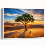 Framed canvas of a vintage-style Algerian landscape, featuring muted earth tones, ideal for bedroom wall art.