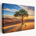 Large stretched canvas depicting an Algerian desert landscape in warm earth tones, suitable for kitchen wall art.
