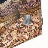 Large abstract wall art depicting the Egyptian scenery in vibrant orange and blue tones on acrylic glass.