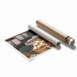 Extra large rolled print of a serene Egyptian landscape with soft hues of blue and beige, ideal for classy bathroom wall art.