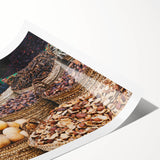 Extra large wall art featuring line art flowers in muted earth tones on a rolled canvas.