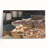 Black and white print of the Egyptian pyramids on a large stretched canvas, suitable for kitchen wall art or bedroom decor.