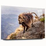 Large abstract wall art depicting an Ethiopian landscape in muted earth tones on acrylic glass.