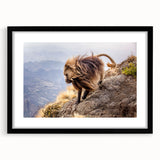 Extra large abstract art print depicting a colorful, textured Ethiopian landscape on a framed black mat.