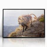 Large abstract wall art depicting the Ethiopian scenery on framed acrylic in black, ideal for modern living room decor.