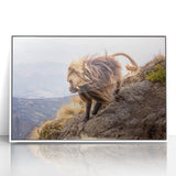 Framed acrylic print of an Ethiopian landscape in muted earth tones, ideal for modern art wall decor.