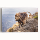 Large black and white stretched canvas of an Ethiopian landscape, ideal for kitchen wall art.