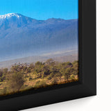 Extra large framed canvas featuring a textured depiction of a Kenyan landscape in vibrant, colorful art tones.