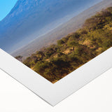 Art deco poster of an African savannah scene on rolled canvas, featuring warm earth tones, ideal for dining room wall art.