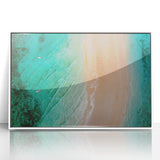 Framed acrylic print of a Madagascar landscape in mid-century modernist style with muted earth tones.