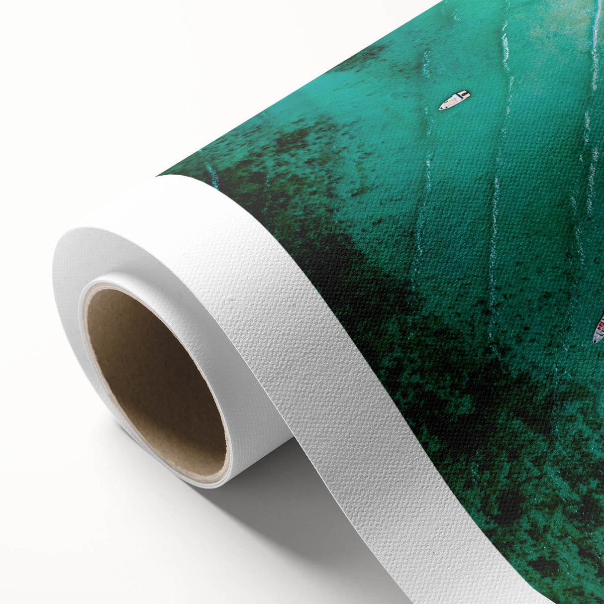 Art deco poster of Madagascar scenery on rolled canvas, featuring earth tones and wildlife, ideal for nursery wall art.
