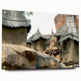 Acrylic print of a large abstract Mali scenery in earth tones, ideal for dining room or bedroom decor.