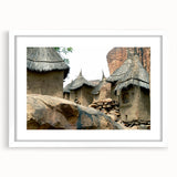 Extra large wall art depicting an abstract African scenery in muted earth tones on a framed canvas.
