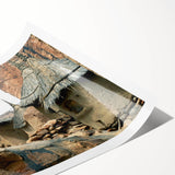 Extra large wall art featuring line art flowers in muted earth tones on a rolled print, suitable for large living room decor.