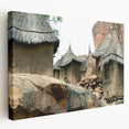 Large canvas print of an African Mali landscape in earth tones, ideal for kitchen wall art.