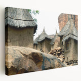 Large canvas print of an African Mali landscape in earth tones, ideal for kitchen wall art.