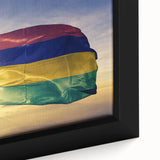 Extra large black wall art featuring a textured, colorful African scenery on framed canvas, ideal for living room decor.