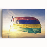 Black and white photo of Mauritius landscape on large stretched canvas, suitable for kitchen wall art.