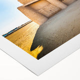 Art deco poster featuring a stylized Moroccan landscape in muted earth tones on rolled canvas.