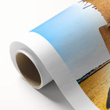 Art Deco style poster of a Moroccan scenery on rolled canvas, featuring earthy tones, ideal for nursery wall art.