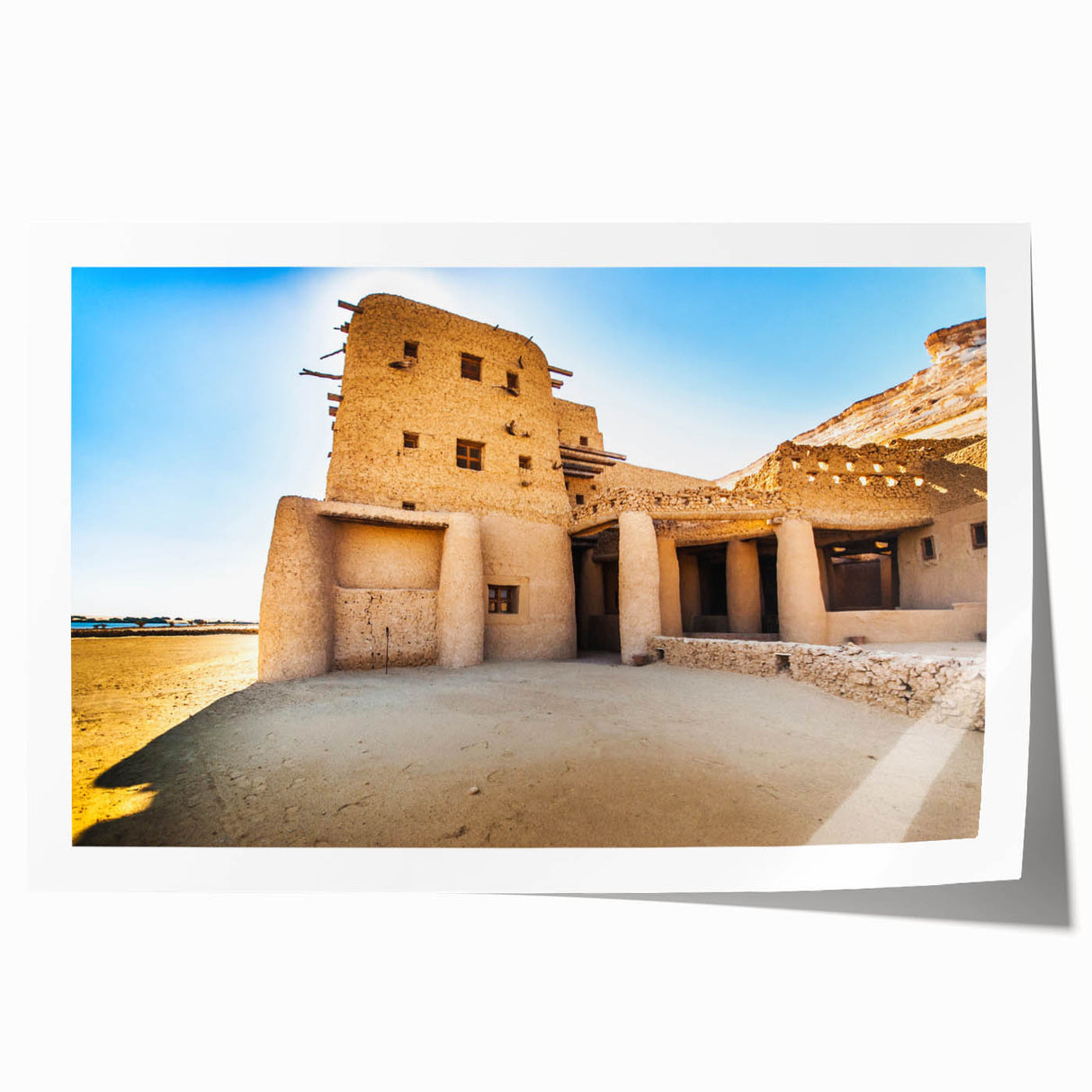Extra large rolled print of a Moroccan landscape with vibrant sunset colors, ideal for art wall dining room.