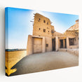 Large canvas print of a Moroccan landscape in earth tones, ideal for kitchen wall art.