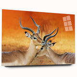 Large abstract wall art of the Namibian desert in earth tones on acrylic glass, suitable for bedroom or dining room decor.