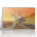 Framed acrylic print of a Namibian landscape in muted earth tones, ideal for modern art wall decor.